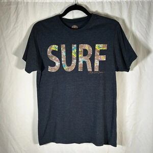 Maui Surf Shirt Size Small Blue Graphic Print Short Sleeve Crew Neck Top